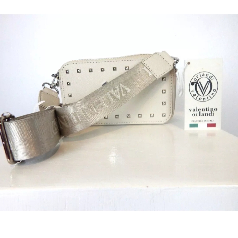 •NWT• VALENTINO ORLANDI Studded Guitar Strap Double Zip Crossbody Bag - Picture 3 of 9